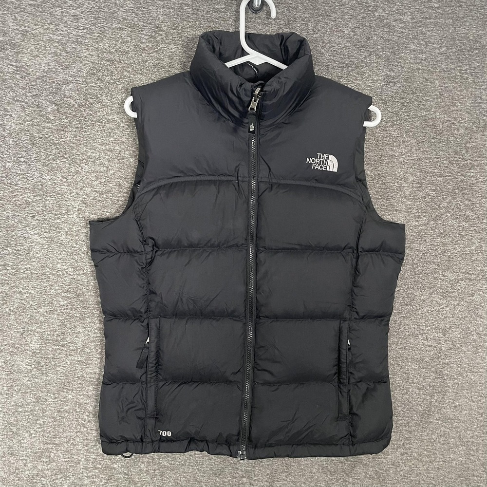 The North Face Vest Womens Medium Black 700 Down Quilted‎ Puffer Full Zip Warm